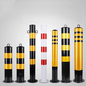 Striped Steel Warning Bollard Series in Yellow Black and Red White Hotel Government Street Outdoor with Lock System Remote Control