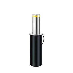 Single Automatic Stainless Rising Bollard with Reflective Band for Access Control Garage School Hospital Mall Parking Road with Lock System