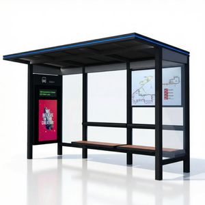 Tempered Glass Solar Smart Stainless Steel Metal Bus Stop Shelter