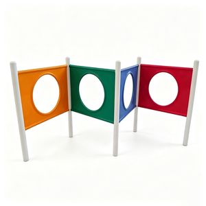 Pet Training Dog Park Jump Panel Quad Zigzag Circular Hole Multicolor Post Plastic Outdoor