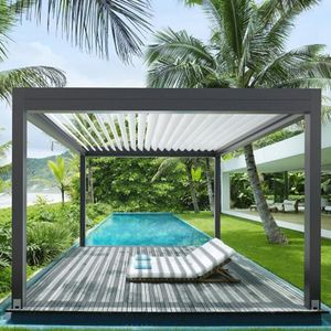 Outdoor Garden Aluminum Gazebo Louvered Roof for Backyard Use
