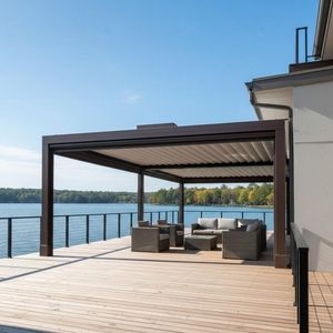 Manual Outdoor Aluminum Pergola with Crank Adjustable Louver Roof