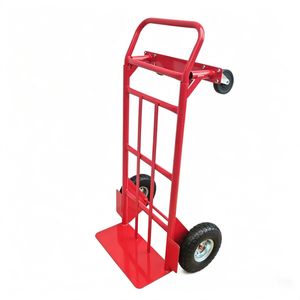 Pneumatic Wheel Folding Convertible Hand Truck for Building Material Storage Campus Library Laboratory Warehouse with Non Slip Deck Custom Size