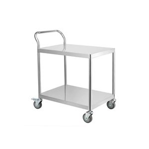 Two Tier Stainless Platform Cart for Restaurant Service Mall Storage Campus Library with Kd Structure Non Slip Deck Solid Wheel