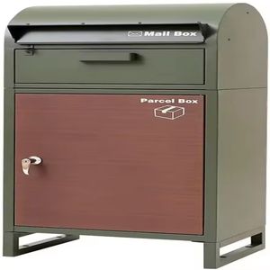 Green Grey Arched Top Metal Parcel Box for Garden Entrance Sidewalk Backyard Farm Warehouse with Lockable Door Anti Theft Lock