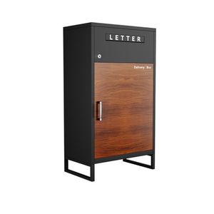 Dark Grey Arched Top Metal Tall Parcel Box for Front Door Delivery Office Park Street Villa Outdoor with Pedestal Base