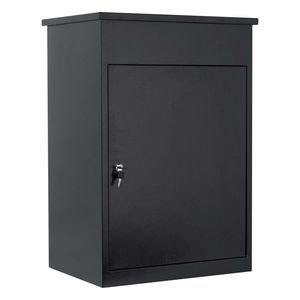 Black Wall Mounted Steel Parcel Box for Front Door Package Drop Garden Patio Courtyard Entrance Outdoor with Anti Theft Lock