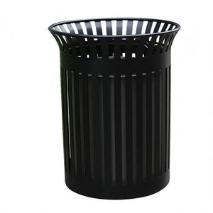 Customizable Round Open Vintage Street Metal Rust Proof Collecting Rubbish Garbage Waste Trash Bin Outdoor Trash Can for Squares Office Buildings Streets Parks